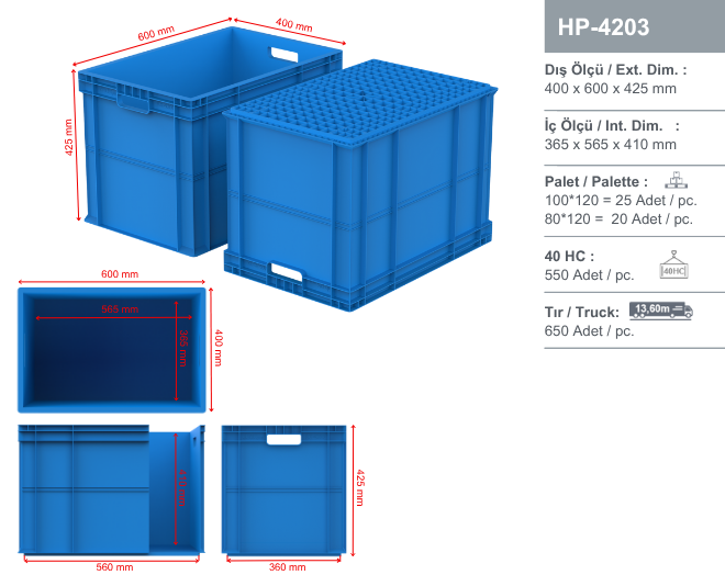 ジャンク品 Hi-CAPA 4.3 Plastik Kasalar - HP-4203 Plastik kasa, taşıma kasası, raf kasası