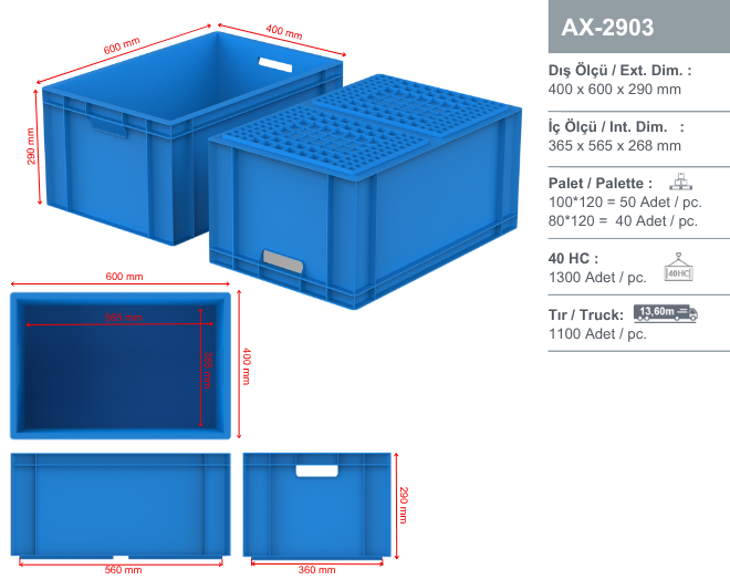 E COX ✖️CABANE de zucca サイズUK6 400X600 mm eurobox Crates - AX-2903 Plastic Crates plastic crate